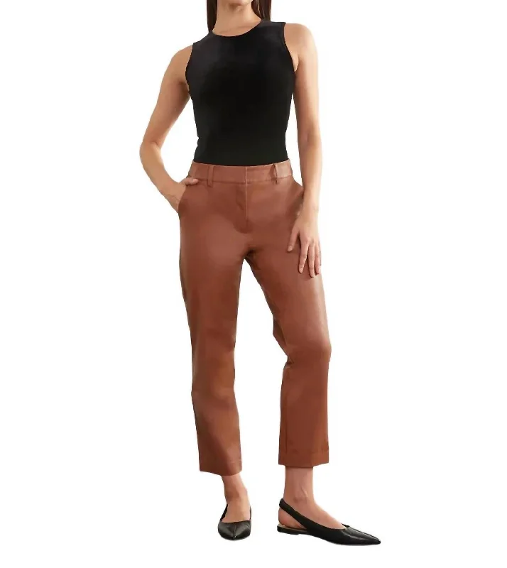 Faux Leather 7/8 Trouser In Cocoa