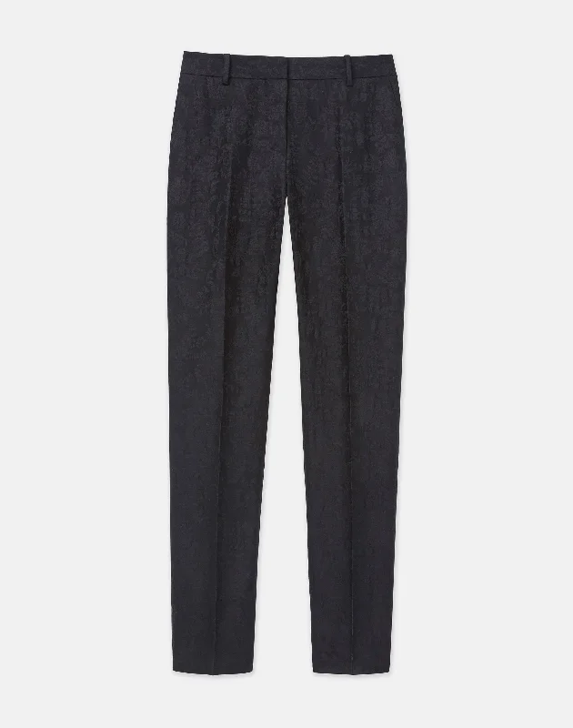 Flora Bloom Jacquard Wool-Silk Clinton Ankle Pant