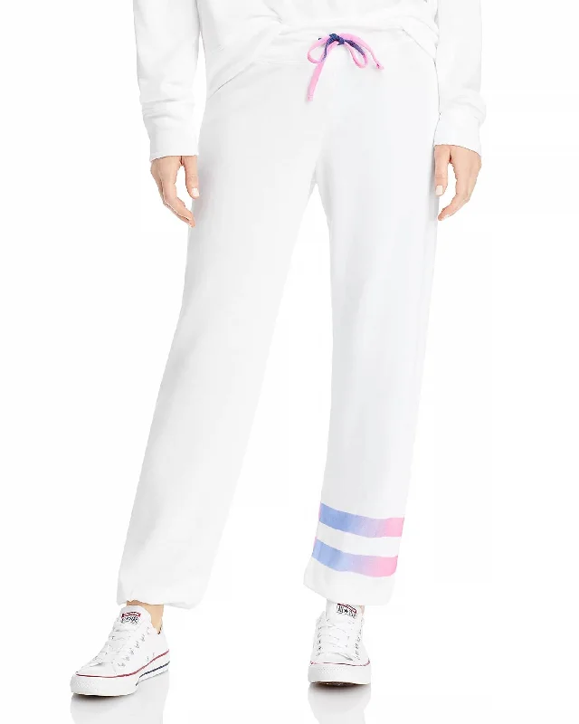 Ombré Stripe Sweatpants In White Ombré Pink Stripe