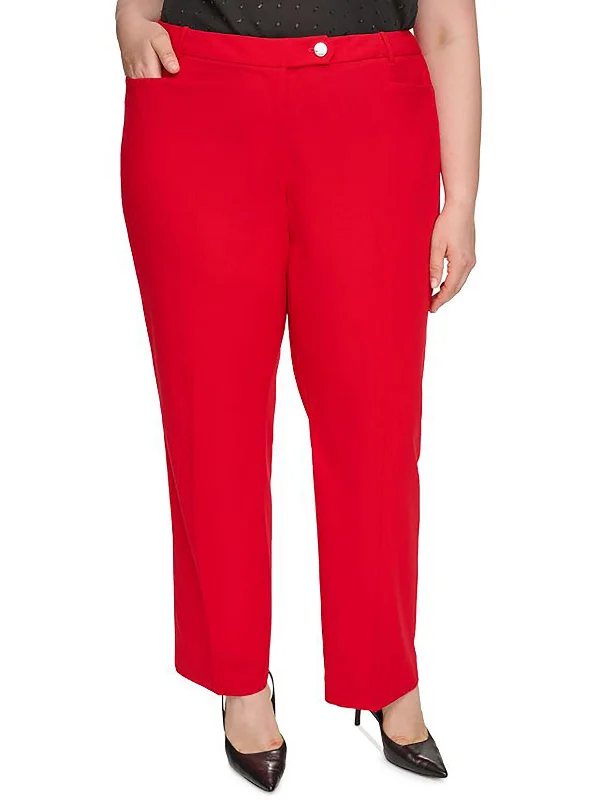 Womens Mid-Rise Office Straight Leg Pants