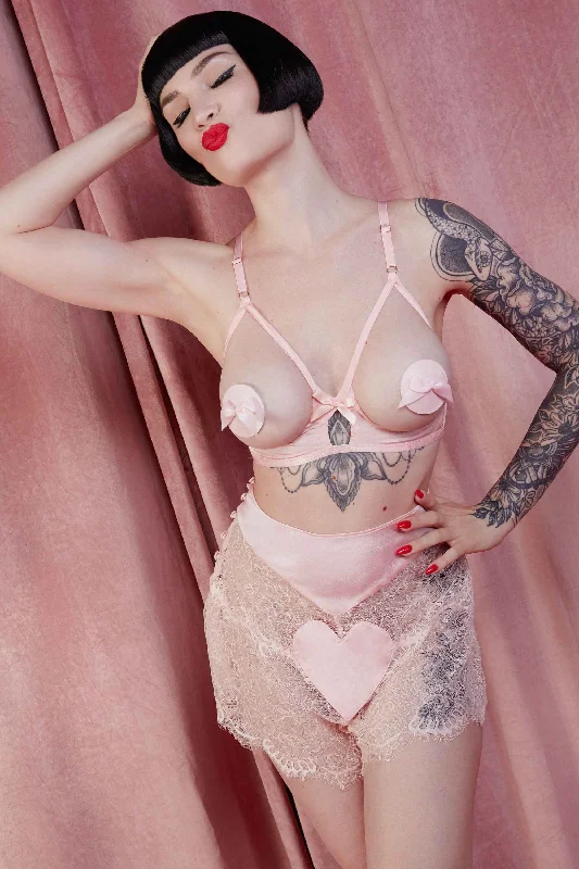 Doris Peach Cupless Stitch Detail Bra