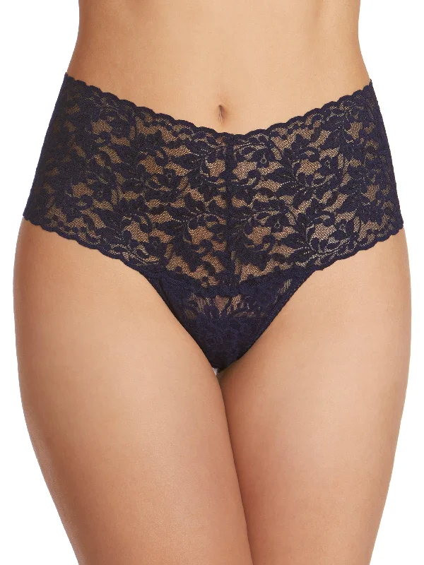 Retro Lace Thong Navy