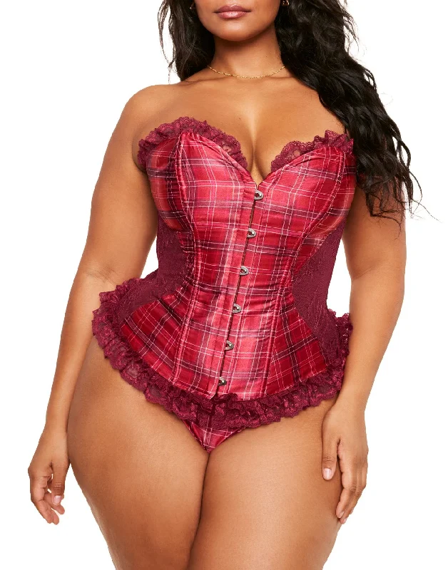 Auburn Women's Plus-Size Boned Corset & G-String Set