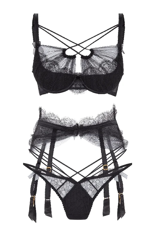 Halley Bra, Suspender and Thong Set