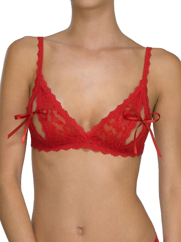 &oh™ Peek-a-Boo Lace Tie Bralette Red