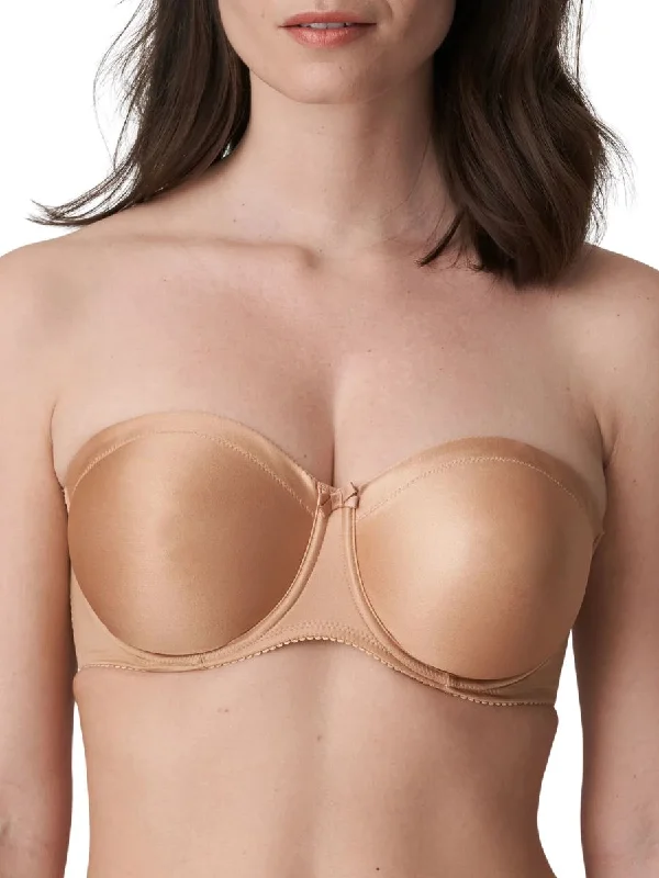 Satin Non Padded Strapless Bra - Cognac